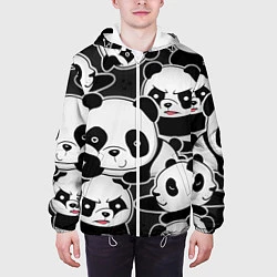 Куртка с капюшоном мужская Смешные панды, цвет: 3D-белый — фото 2