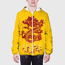 Куртка с капюшоном мужская Китайский новый год, цвет: 3D-белый — фото 2