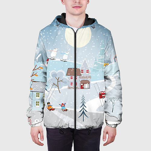 Мужская куртка Зимний дворик / 3D-Черный – фото 3