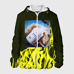 Куртка с капюшоном мужская Фото огонь, цвет: 3D-белый