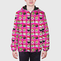 Куртка с капюшоном мужская Суши и роллы, цвет: 3D-черный — фото 2
