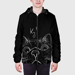 Куртка с капюшоном мужская Говорящий кот, цвет: 3D-черный — фото 2