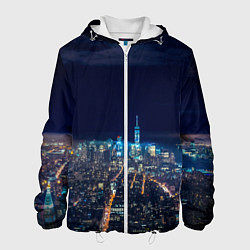 Куртка с капюшоном мужская Ночной город, цвет: 3D-белый
