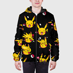 Куртка с капюшоном мужская Пикачу Эмоции, цвет: 3D-черный — фото 2