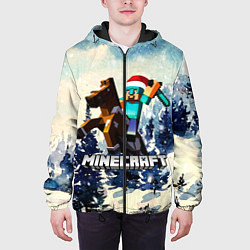 Куртка с капюшоном мужская Зимний Майнкрафт, цвет: 3D-черный — фото 2