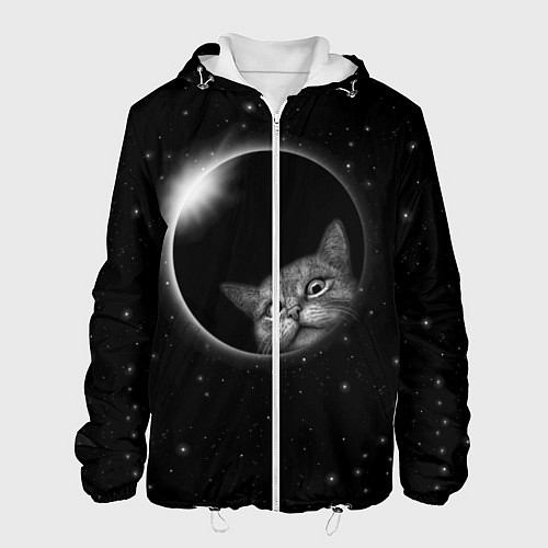 Мужская куртка Кот в Космосе / 3D-Белый – фото 1