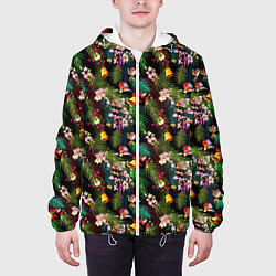 Куртка с капюшоном мужская Новогодняя Ёлка, цвет: 3D-белый — фото 2