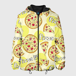 Куртка с капюшоном мужская Узор - Пицца на желтом, цвет: 3D-черный