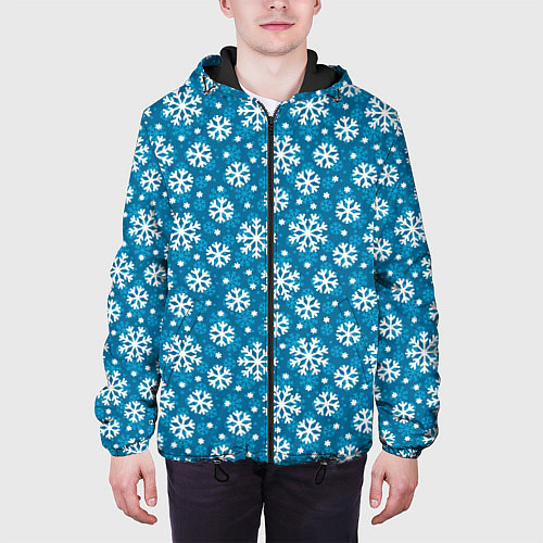Мужская куртка Снежинки / 3D-Черный – фото 3