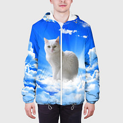 Куртка с капюшоном мужская Кот в облаках, цвет: 3D-белый — фото 2
