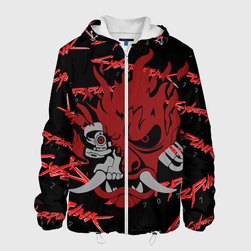 Мужская куртка Cyberpunk2077 red samurai / 3D-Белый – фото 1