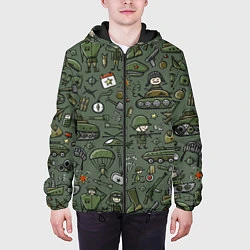 Куртка с капюшоном мужская Военные атрибуты, цвет: 3D-черный — фото 2