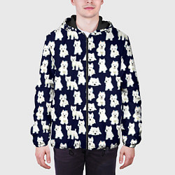 Куртка с капюшоном мужская Собаки Пушистики, цвет: 3D-черный — фото 2