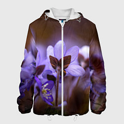 Куртка с капюшоном мужская Хрупкий цветок фиалка, цвет: 3D-белый