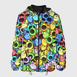 Куртка с капюшоном мужская Цветные Поп Котики, цвет: 3D-черный