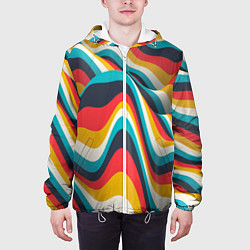Куртка с капюшоном мужская Цветные волны, цвет: 3D-белый — фото 2