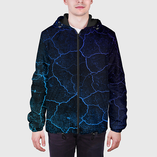 Мужская куртка НЕОНОВЫЕ ТРЕЩИНЫ NEON CRACKS / 3D-Черный – фото 3
