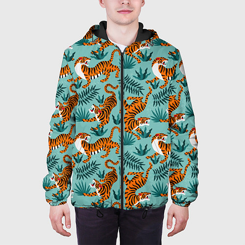 Мужская куртка Рычащие Тигры Паттерн / 3D-Черный – фото 3