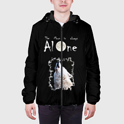 Куртка с капюшоном мужская Волк и луна одиночки, цвет: 3D-черный — фото 2