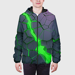 Куртка с капюшоном мужская ЗЕЛЕНЫЙ РАЗЛОМ 3Д РАЗЛОМ, цвет: 3D-черный — фото 2