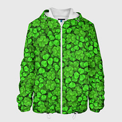 Куртка с капюшоном мужская Зелёный клевер, цвет: 3D-белый