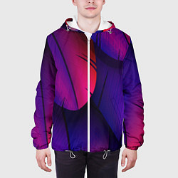 Куртка с капюшоном мужская Фиолетовые Перья, цвет: 3D-белый — фото 2