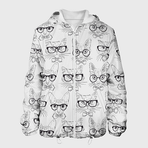 Мужская куртка Кошки в очках / 3D-Белый – фото 1