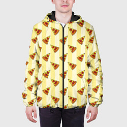 Куртка с капюшоном мужская Кусочки Пиццы, цвет: 3D-черный — фото 2