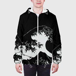 Куртка с капюшоном мужская Волна Канагава, цвет: 3D-белый — фото 2