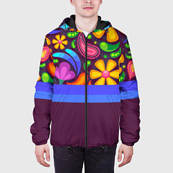 Куртка с капюшоном мужская Мультяшные Цветы, цвет: 3D-черный — фото 2