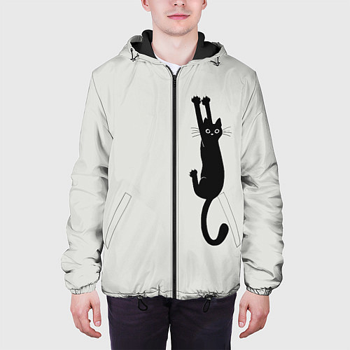 Мужская куртка Испуганный кот / 3D-Черный – фото 3