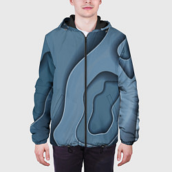 Куртка с капюшоном мужская Абстракция бумажные волны, цвет: 3D-черный — фото 2
