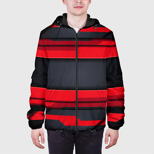 Мужская куртка Red and Black 3D abstract / 3D-Черный – фото 3