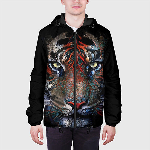 Мужская куртка Цветной тигр / 3D-Черный – фото 3