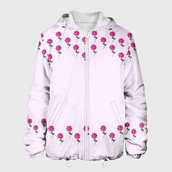 Куртка с капюшоном мужская Розовые цветы pink flowers, цвет: 3D-белый