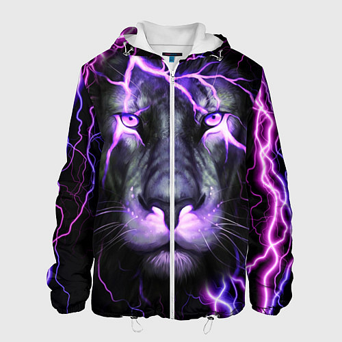 Мужская куртка НЕОНОВЫЙ ЛЕВ NEON LION / 3D-Белый – фото 1