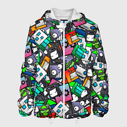 Куртка с капюшоном мужская Geometry Dash: Pattern Z, цвет: 3D-белый