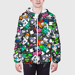 Куртка с капюшоном мужская Geometry Dash Pattern Z, цвет: 3D-белый — фото 2