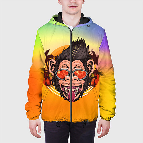 Мужская куртка Веселая обезьяна в очках / 3D-Черный – фото 3