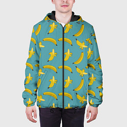 Куртка с капюшоном мужская Бананы Мятная, цвет: 3D-черный — фото 2