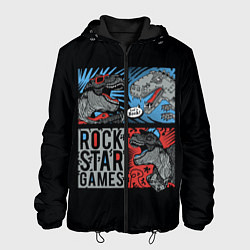 Куртка с капюшоном мужская Rock Star Dino Динозавр геймер, цвет: 3D-черный
