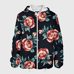 Куртка с капюшоном мужская Розы, цвет: 3D-белый