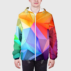 Куртка с капюшоном мужская Радужная геометрия, цвет: 3D-белый — фото 2