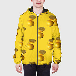 Куртка с капюшоном мужская Летние лимоны, цвет: 3D-черный — фото 2