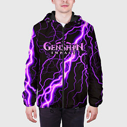 Куртка с капюшоном мужская GENSHIN IMPACT МОЛНИЯ НЕОН, цвет: 3D-черный — фото 2