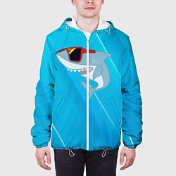 Куртка с капюшоном мужская Акула в очках, цвет: 3D-белый — фото 2
