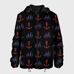 Куртка с капюшоном мужская Корабли и якоря, цвет: 3D-черный