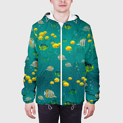 Куртка с капюшоном мужская Подводный мир Рыбки, цвет: 3D-белый — фото 2