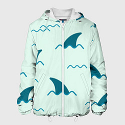 Куртка с капюшоном мужская Плавники акул, цвет: 3D-белый