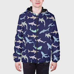 Куртка с капюшоном мужская Акулы разные, цвет: 3D-черный — фото 2